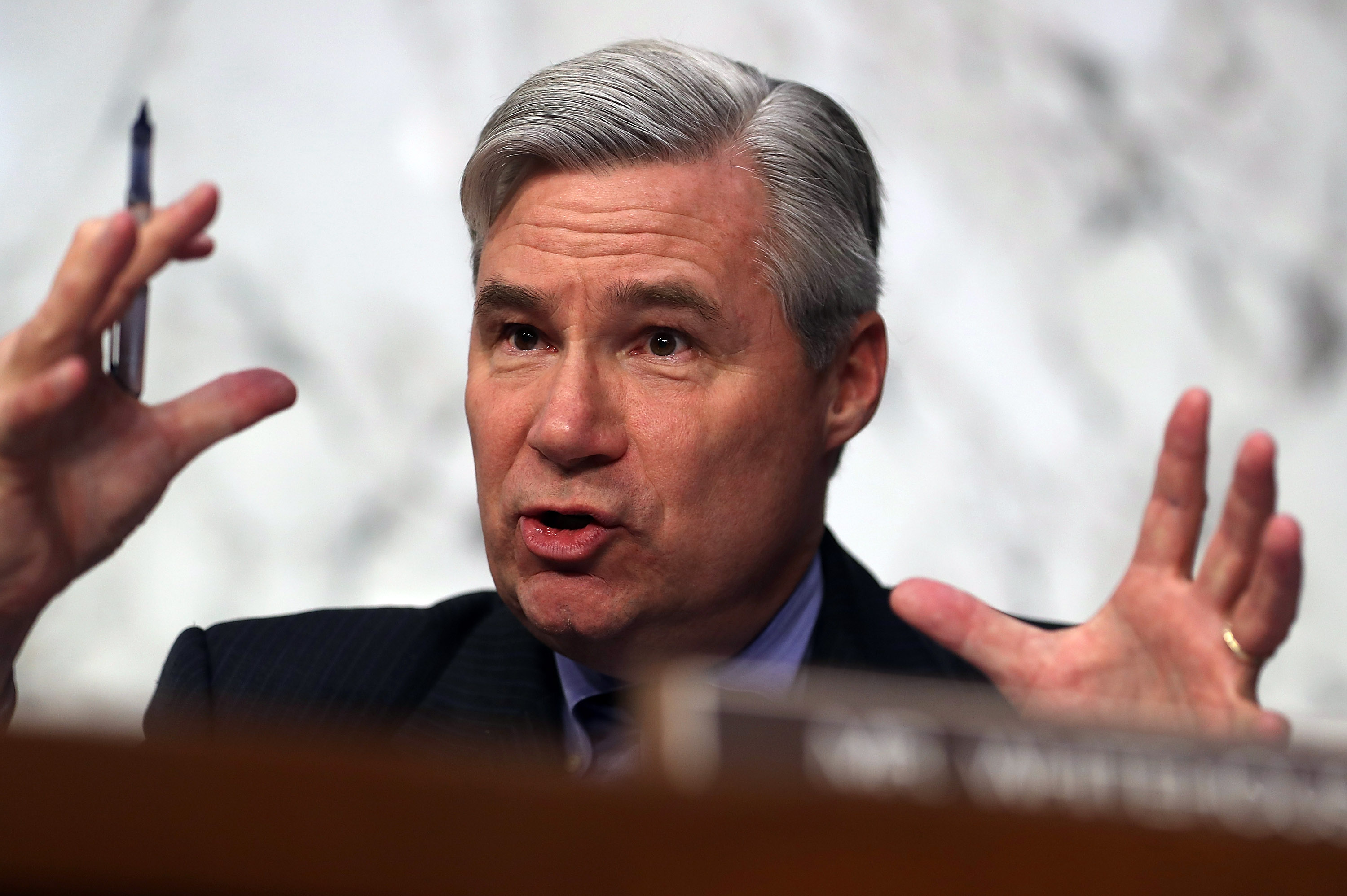 Sen. Sheldon Whitehouse (D-RI) attacked EPA chief Scott Pruitt's interpretation of "cooperative federalism" at Senate hearing on April 10, 2018. CREDIT: Justin Sullivan/Getty Images