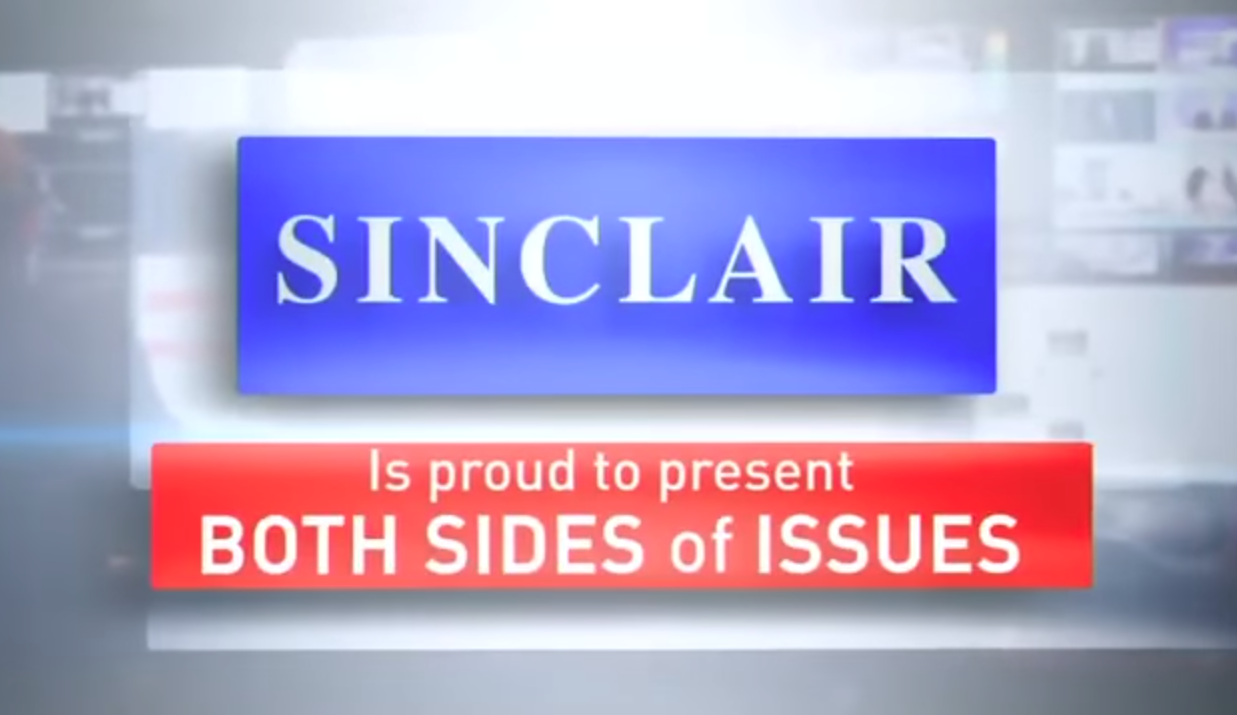 Sinclair blasts watchdog group for having "liberal bias" after group airs ad critical of Sinclair's must-run segments and proposed Tribune Media buyout. (Credit: Allied Progress, SCREENGRAB)