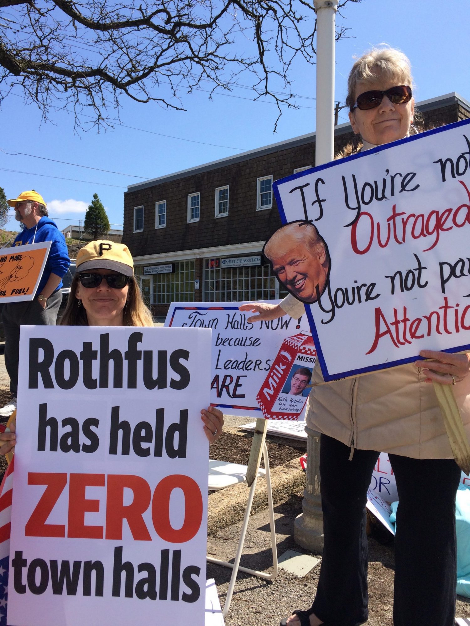 Protestors at the weekly "Where's Rothfus Wednesday" rally outside Rep. Rothfus's Ross Township office. (Credit: Courtesy of Alison Duncan)