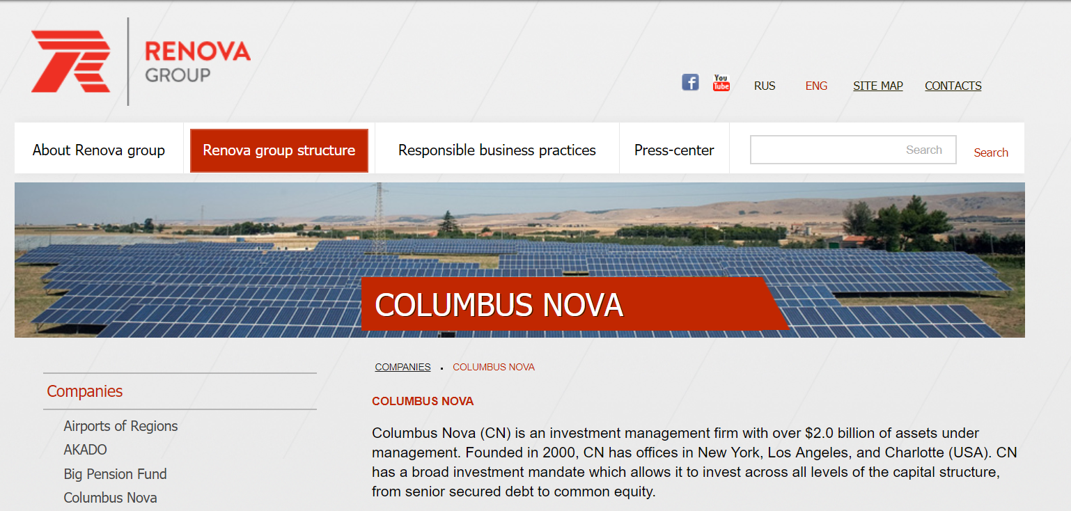 An archive of renova.ru, captured by Archive.org, 1/13/17