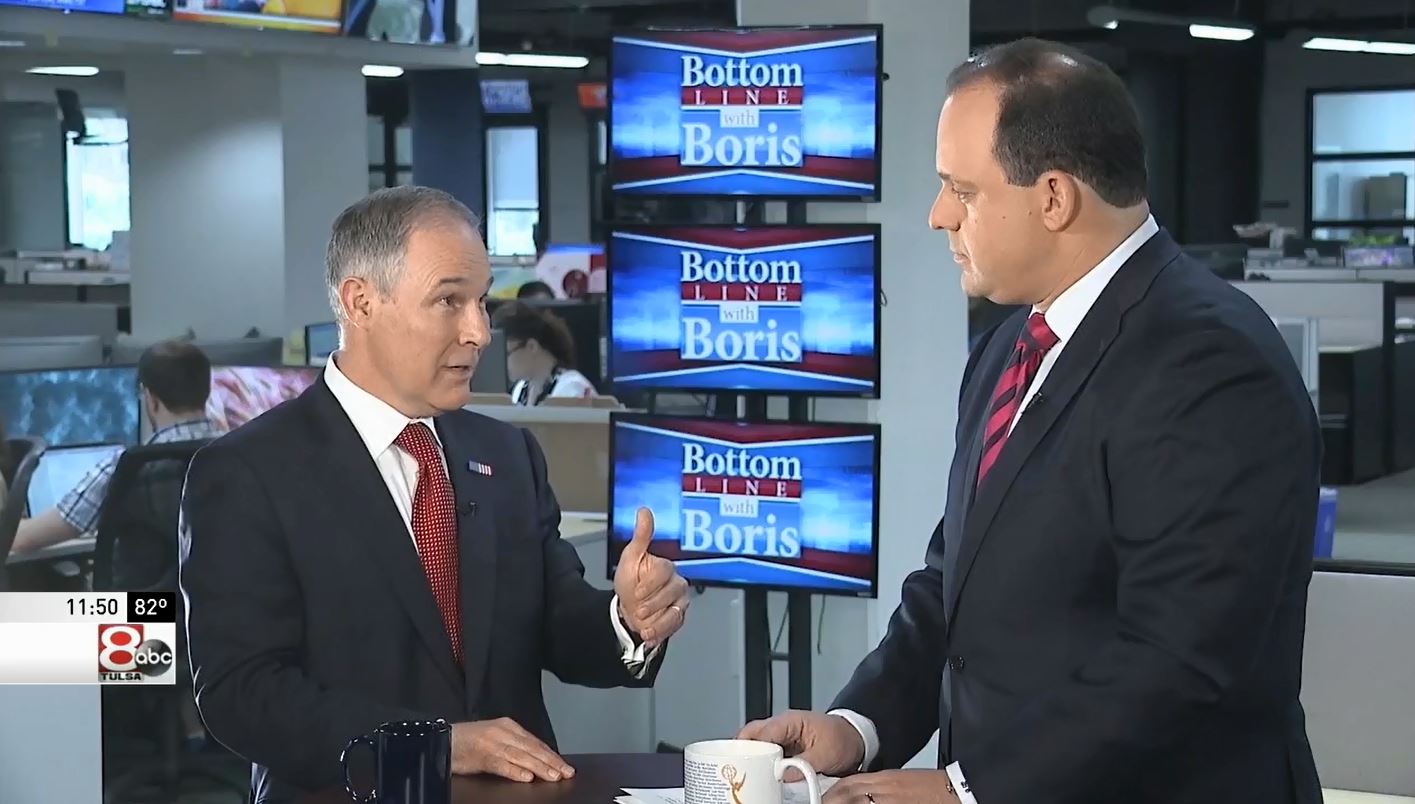 Scott Pruitt appeared on Sinclair Broadcast Group on Wednesday, May 30, 2018. (Credit: Screenshot / KTUL)