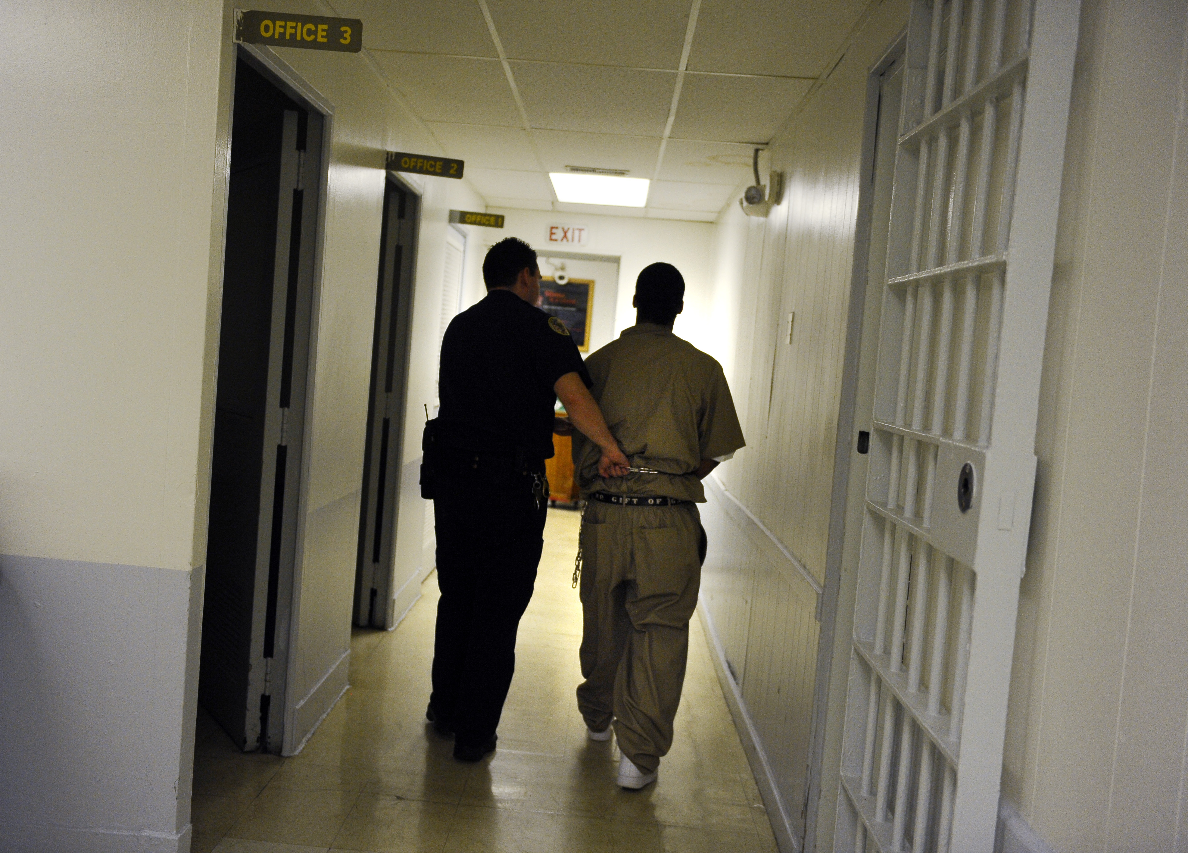 An inmate is escorted through Indiana State Prison on April 05, 2010 in Michigan City, In. CREDIT: Ricky Carioti/The Washington Post via Getty Images