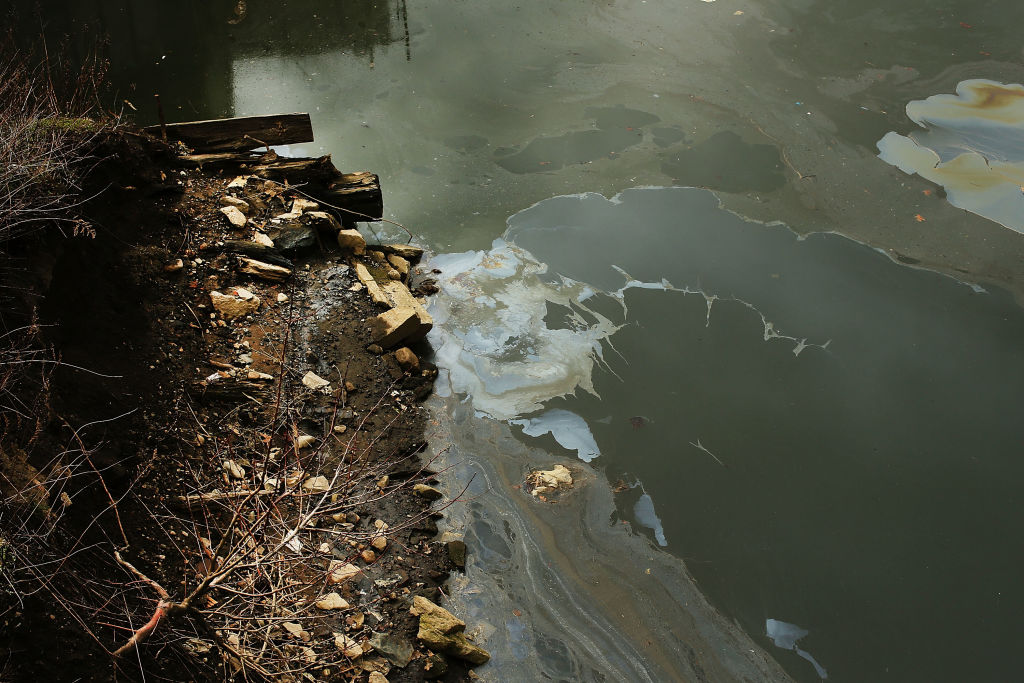 The Gowanus Canal, which is a designated federal Superfund site, in New York City. (CREDIT: Spencer Platt/Getty Images)