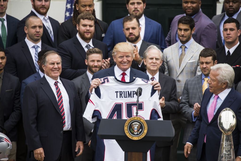 Donald Trump hosted the New England Patriots at the White House in April 2017.