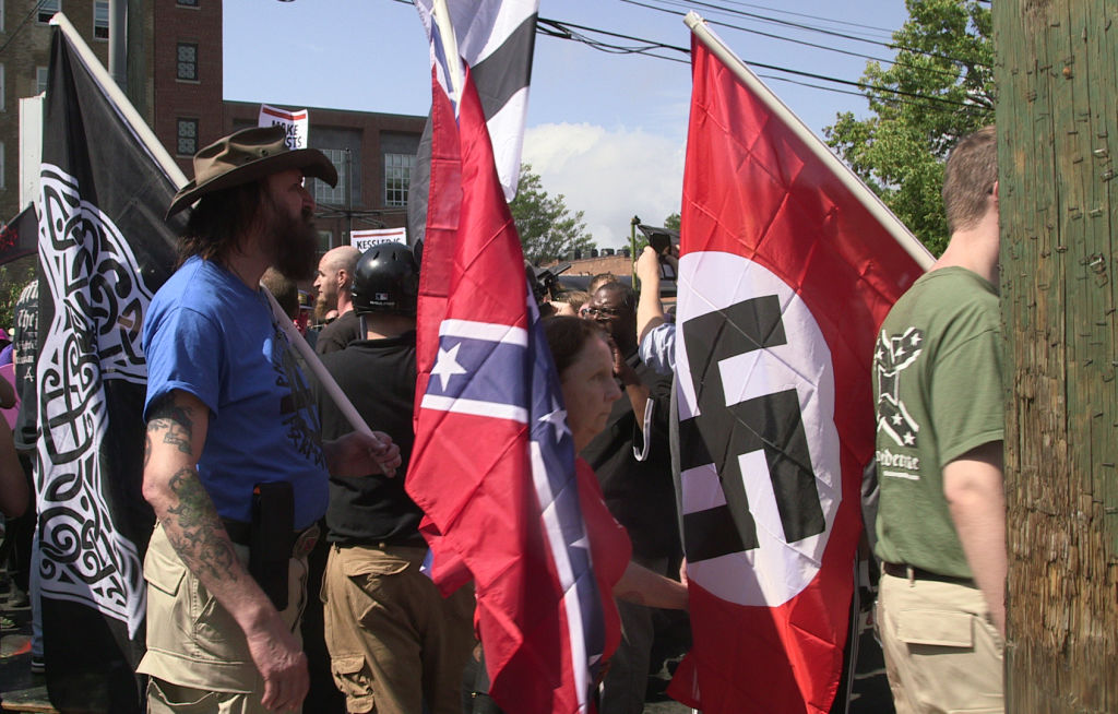 White nationalists march in Charlottesville, Virginia, in 2017. CREDIT: Emily Molli/NurPhoto via Getty Images