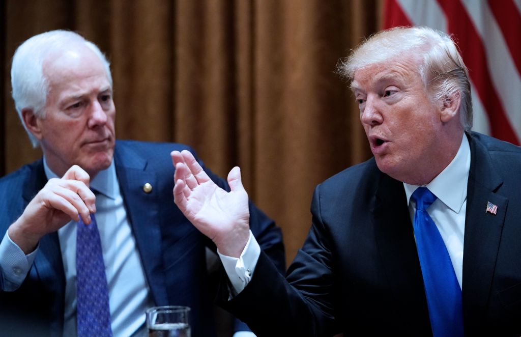trump and cornyn earlier this year. (CREDIT: MANDEL NGAN/AFP/Getty Images)