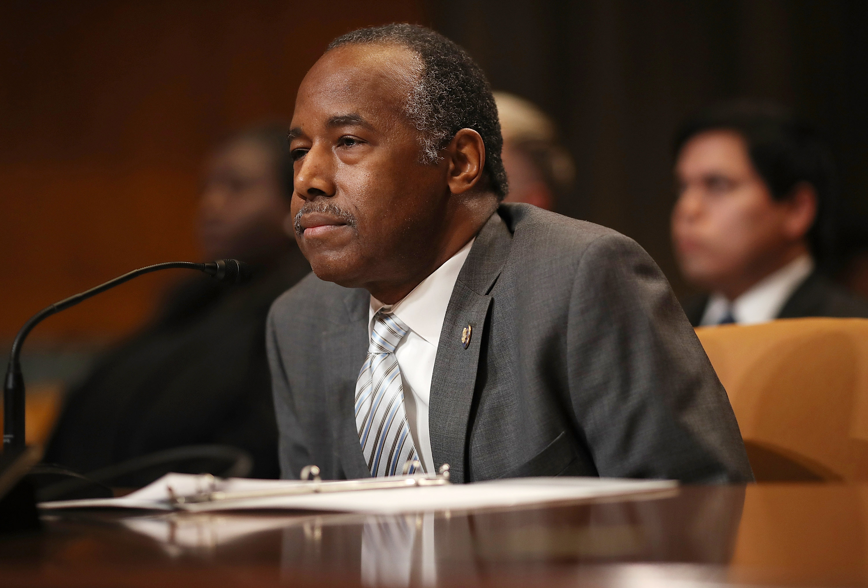 WASHINGTON, DC - APRIL 18: HUD Secretary Ben Carson testifies before the Transportation, Housing and Urban Development, and Related Agencies Subcommittee on Capitol Hill April 18, 2018 in Washington, DC. The committee heard testimony on proposed budget estimates and justification for FY2019 for the Housing and Urban Development Department. (Photo by Win McNamee/Getty Images)