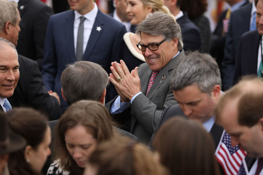 U.S. Energy Secretary Rick Perry attends the official arrival ceremony for French President Emmanuel Macron on the South Lawn of the White House April 24, 2018 in Washington, DC. CREDIT: Chip Somodevilla/Getty Images