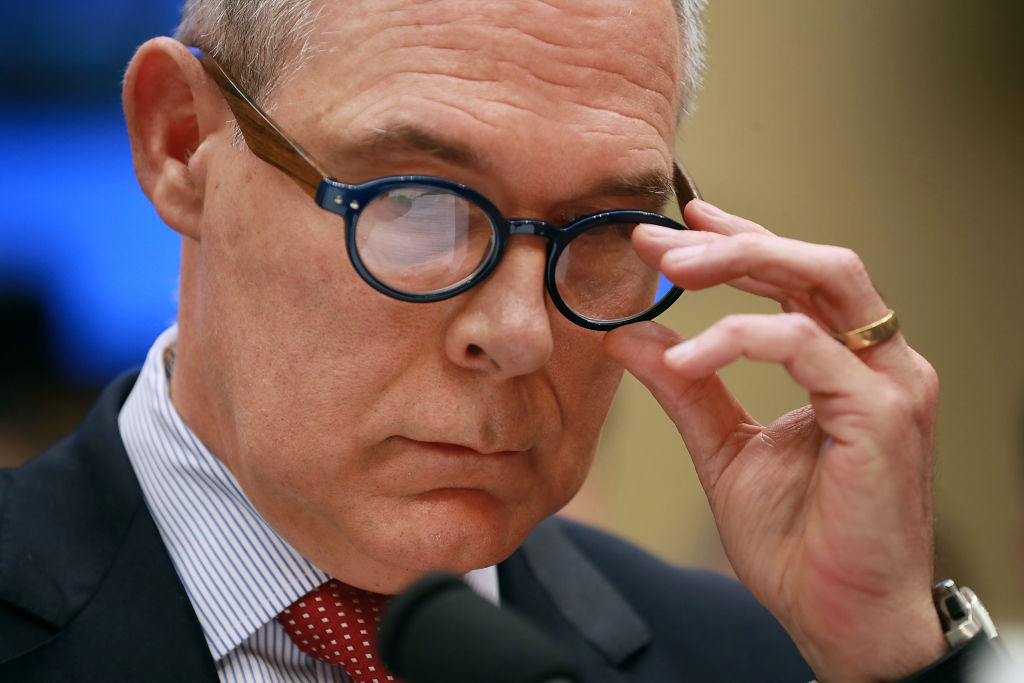 Environmental Protection Agency Administrator Scott Pruitt testifies before the House Energy and Commerce Committee's Environment Subcommittee in the Rayburn House Office Building on Capitol Hill April 26, 2018 in Washington, DC. The focus of nearly a dozen federal inquiries into his travel expenses, security practices and other issues, Pruitt testified about his agency's FY2019 budget proposal. (Photo by Chip Somodevilla/Getty Images)