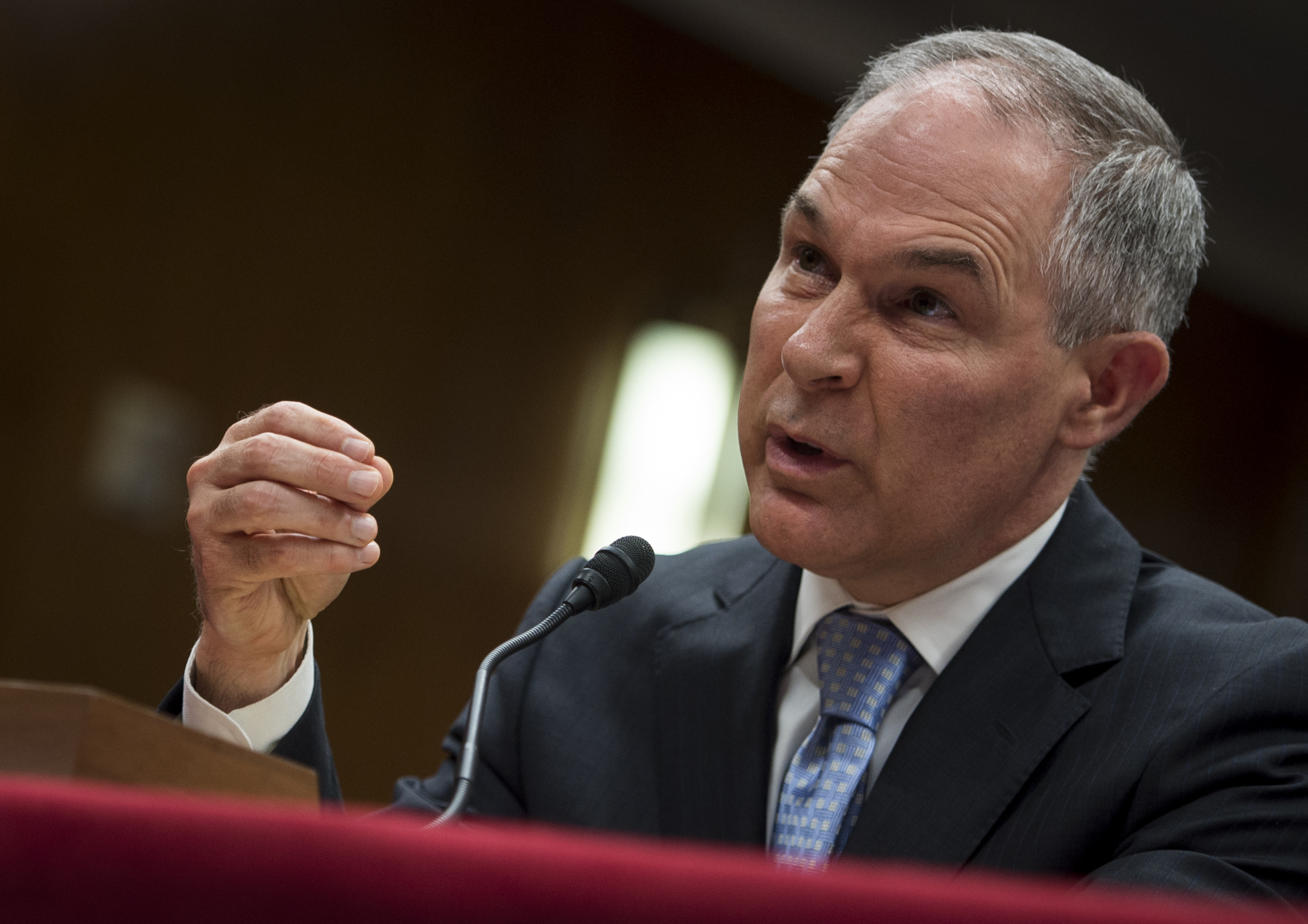 Environmental Protection Agency Administrator Scott Pruitt testifies during a Senate Appropriations Interior, Environment, and Related Agencies Subcommittee on May 16, 2018. (CREDIT: Sarah Silbiger/CQ Roll Call)