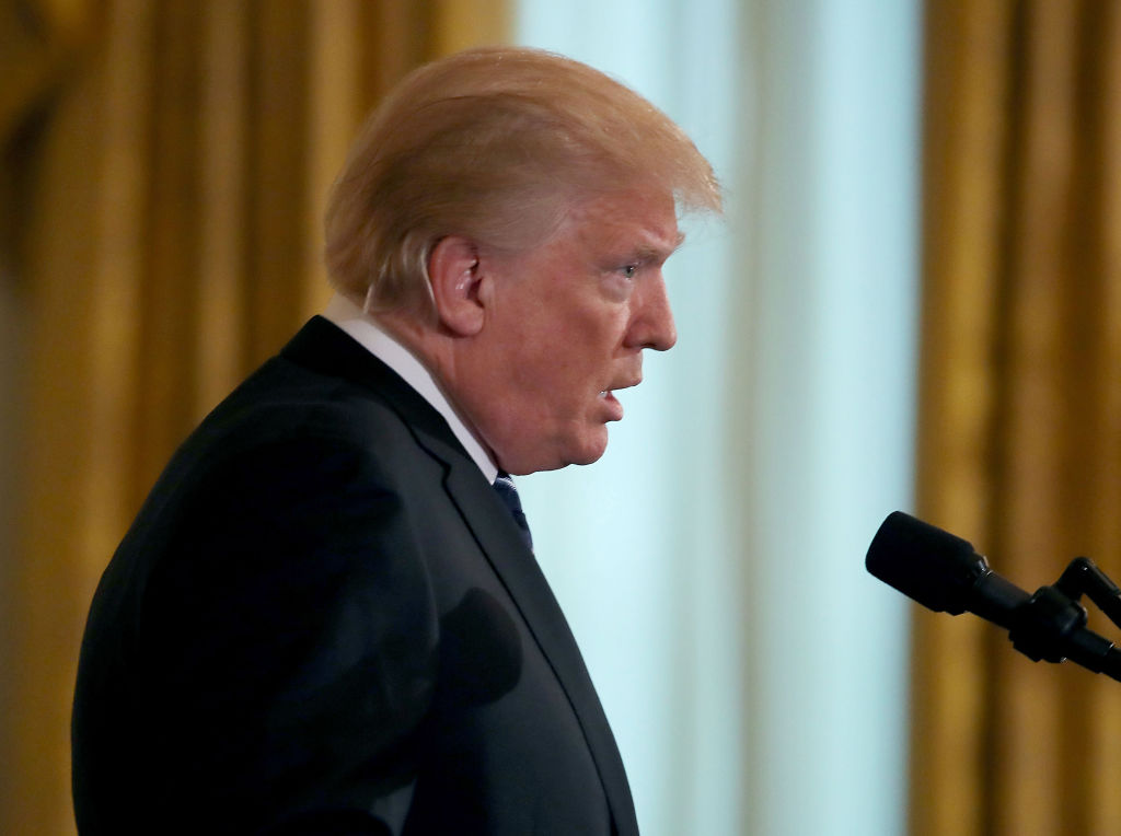 President Trump addresses the Santa Fe school shooting while speaking at the White House. (CREDIT: Mark Wilson/Getty Images)