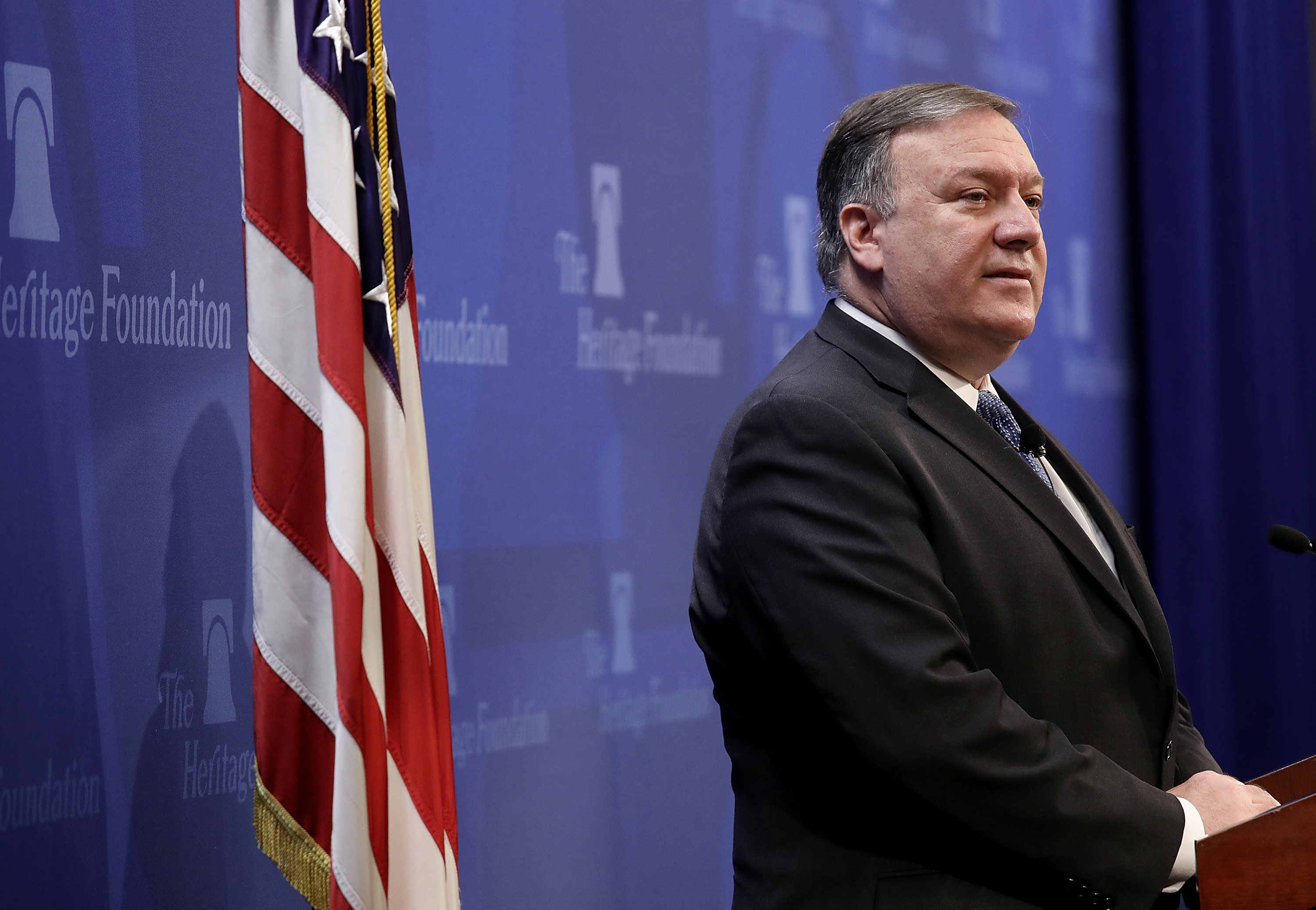 Secretary of State Mike Pompeo speaks at the Heritage Foundation May 21, 2018 in Washington, D.C. CREDIT: Win McNamee/Getty Images.