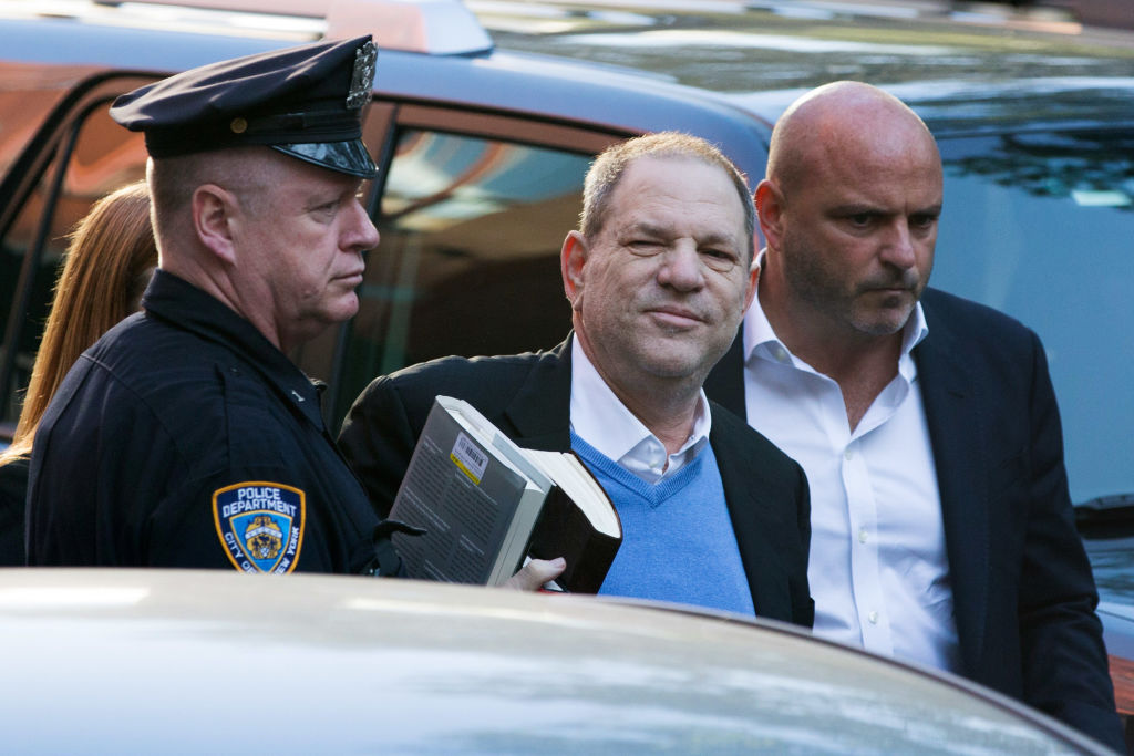 Harvey Weinstein turns himself in to the New York Police Department's First Precinct after be served with criminal charges by the Manhattan District Attorney's office on May 25, 2018 in New York City. CREDIT: Kevin Hagen/Getty Images