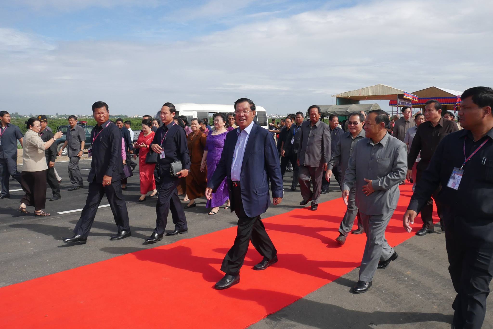 Cambodian Prime Minister Hun Sen at the opening of the eponymous Hun Sen Boulevard in Phnom Penh in 2017. (Credit: Peter Ford for ThinkProgress)