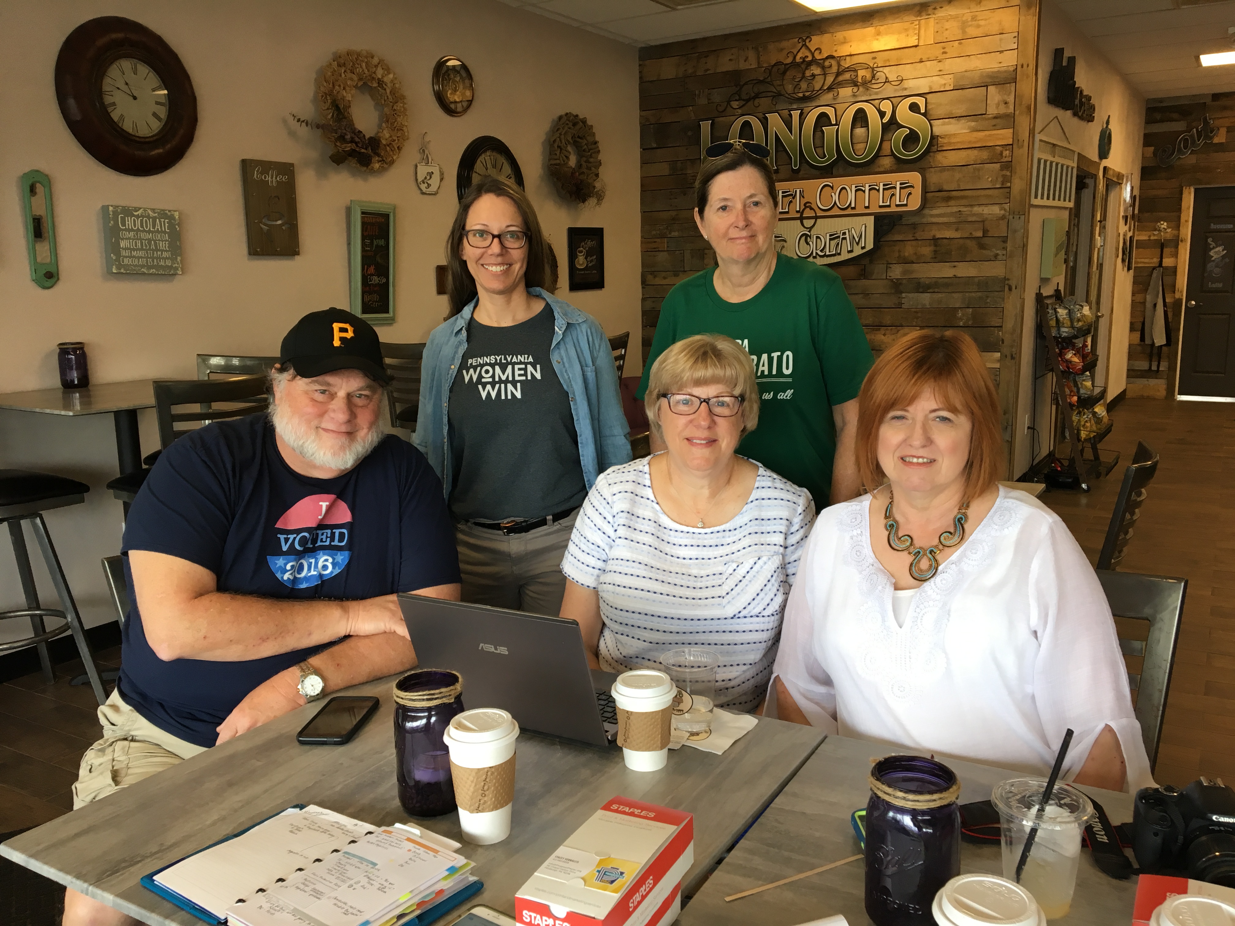 From the left, Barry Rush, Alison Duncan, Linda Bishop, Stacey Vernallis, and Mary Anne Van Develde. (Credit: Elham Khatami)