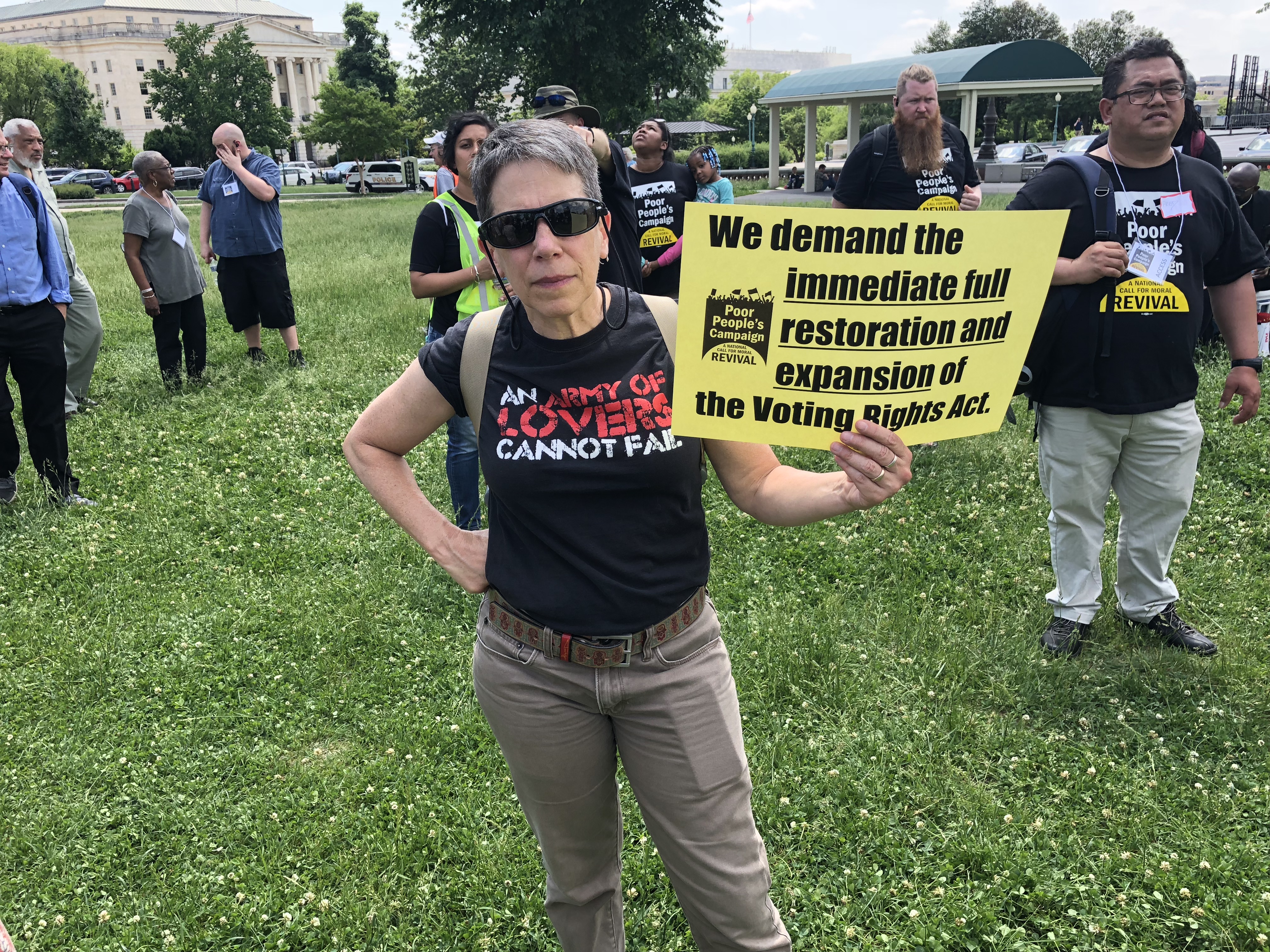 A demonstrator on the Capitol lawn. CREDIT: Kira Lerner