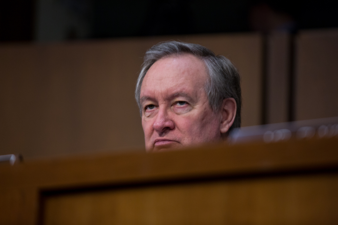 Sen. Mike Crapo (R-ID), listens, as President Trump's Supreme Court nominee, Judge Neil Gorsuch testifies, on day two of his confirmation hearings, March 21, 2017. (CREDIT: Cheriss May/NurPhoto)