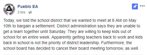 Credit: Screenshot, Facebook, Pueblo Education Association