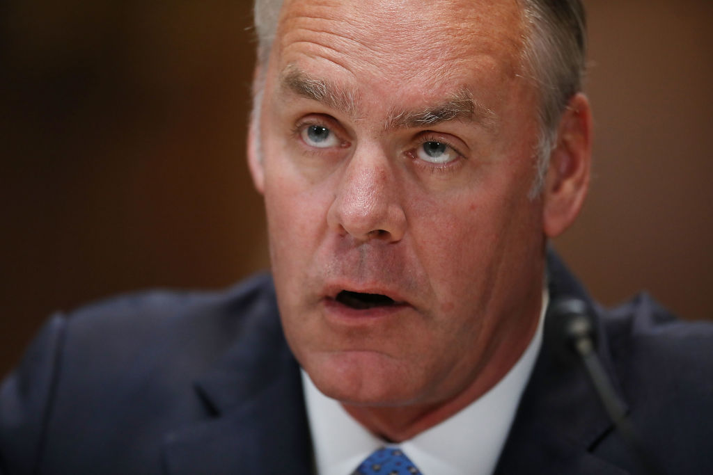 Interior Secretary Ryan Zinke testifies before the Senate Appropriations Committee's Interior, Environment, and Related Agencies Subcommittee on May 10, 2018. CREDIT: Chip Somodevilla/Getty Images
