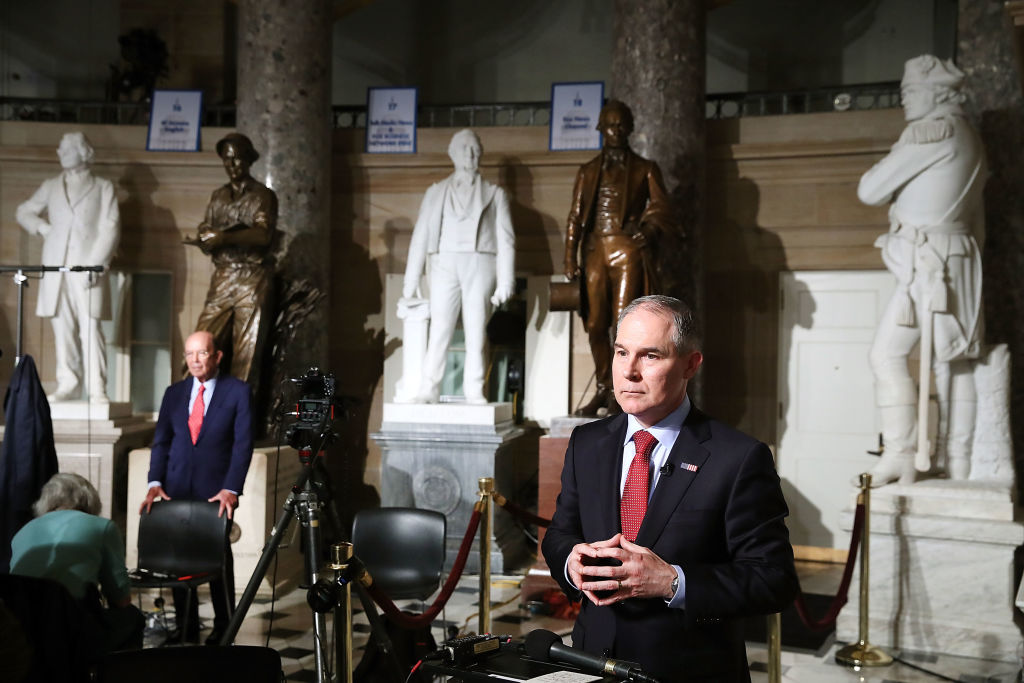 The staff of EPA Administrator Scott Pruitt works hard to ensure his public appearances aren't open to the press or the public. CREDIT: Mark Wilson/Getty Images