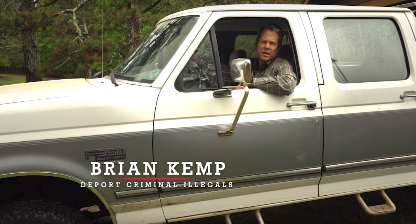 Brian Kemp promised to use his truck to round up "illegals." CREDIT: Screenshot