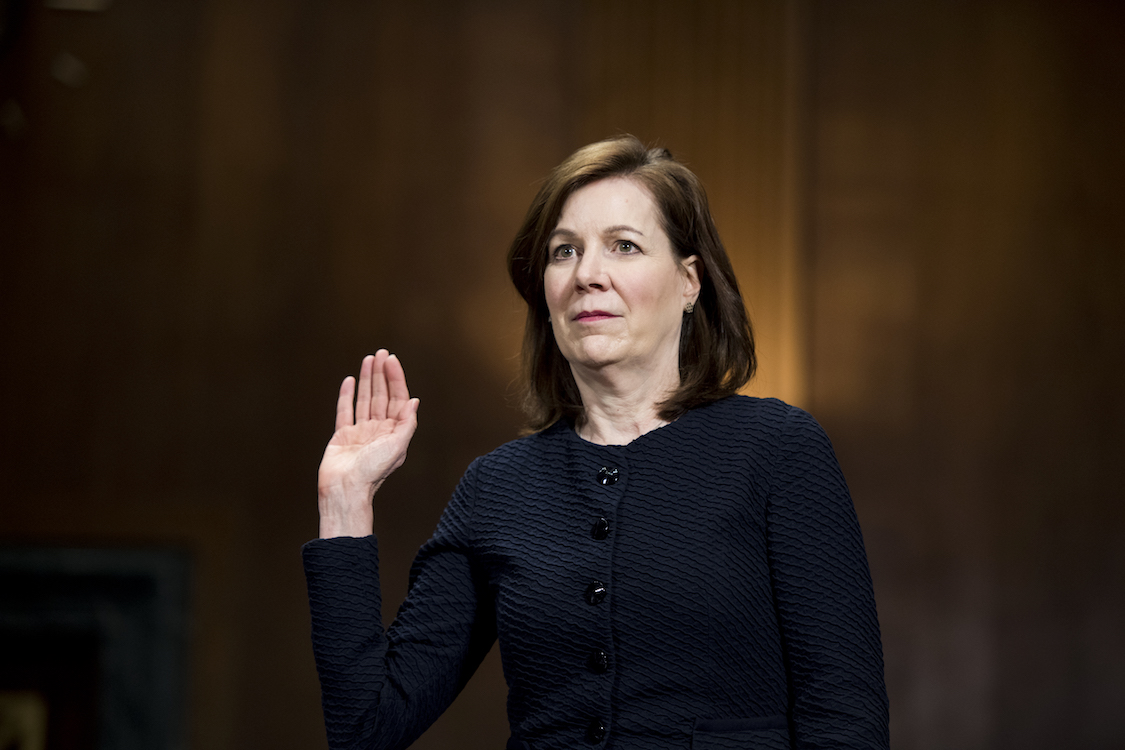 Wendy Vitter, wife of former Sen. David Vitter, is sworn in during her confirmation hearing in the Senate Judiciary Committee to be United States District Judge for the Eastern District of Louisiana on April 11, 2018. (CREDIT: Bill Clark/CQ Roll Call)