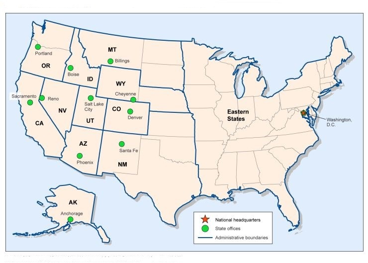 Bureau of Land Management state offices. Source: BLM