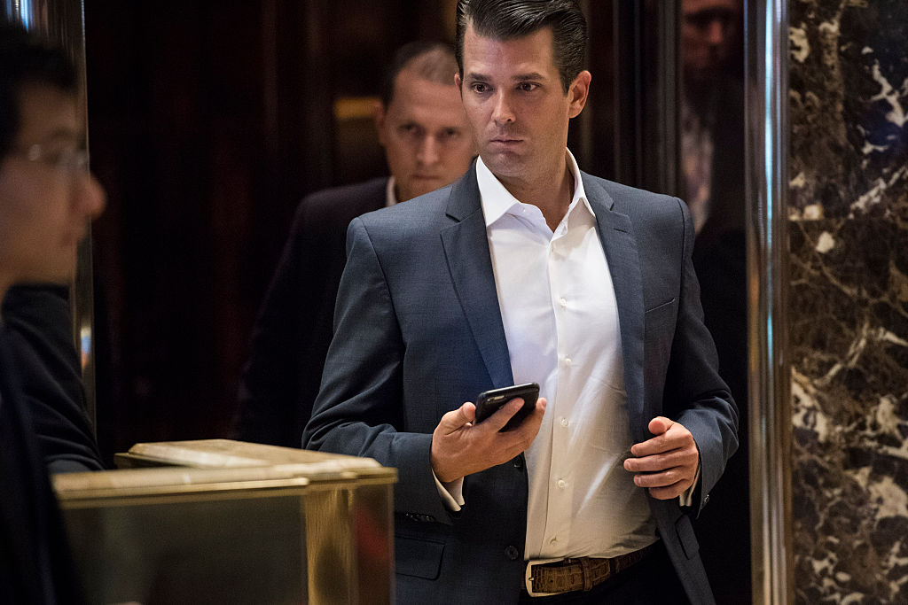 Donald Trump Jr. walks out of an elevator at Trump Tower in New York, NY on Thursday, Jan. 12, 2017. (Photo by Jabin Botsford/The Washington Post via Getty Images)