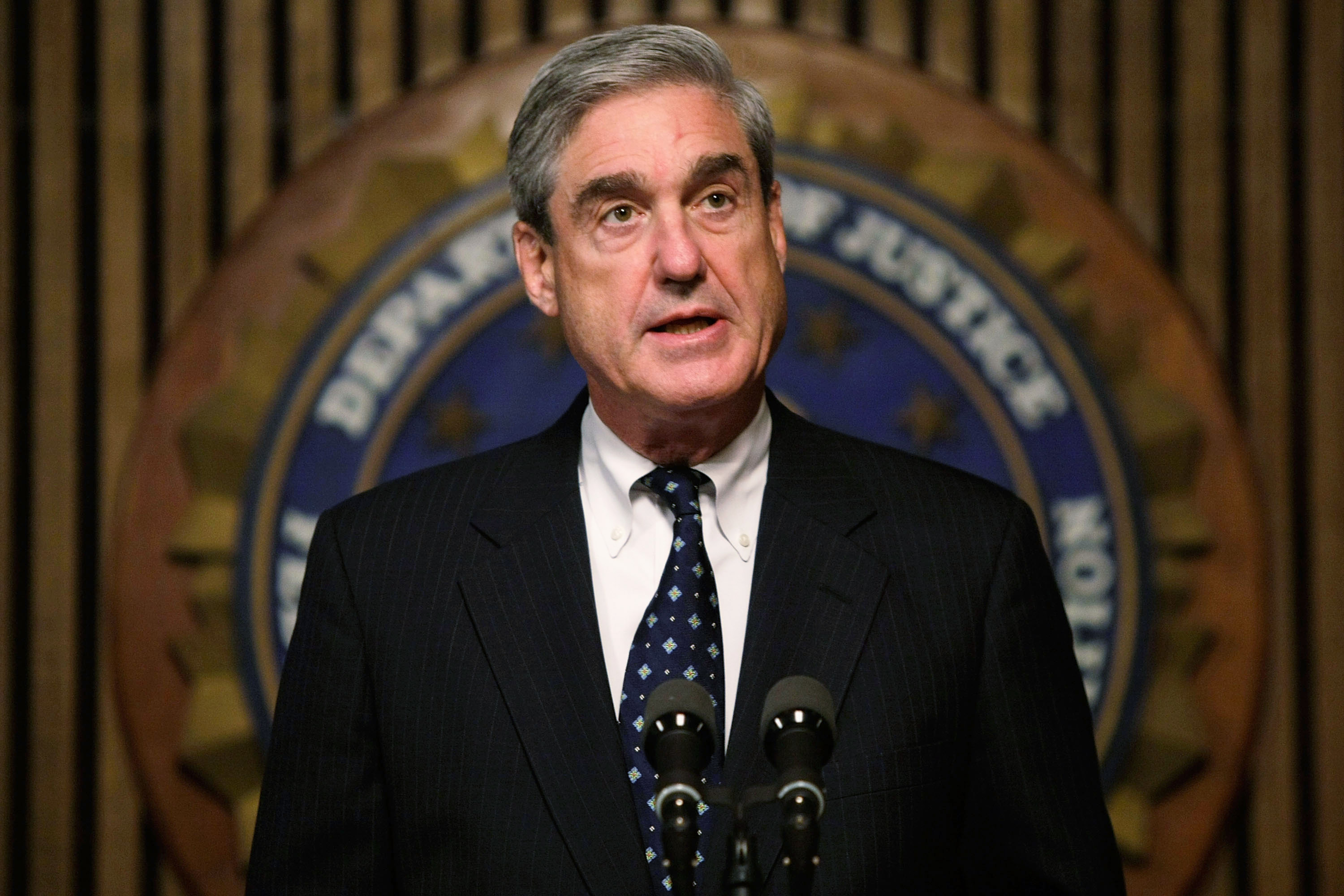 Robert Mueller speaks during a news conference at the FBI headquarters June 25, 2008 in Washington, DC. (Photo by Alex Wong/Getty Images)