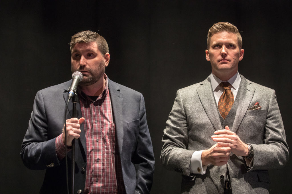 White supremacists Mike Peinovich (left) and Richard Spencer (right) keep watching their problems pile up before them. CREDIT: GETTY / THE WASHINGTON POST