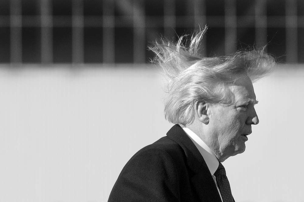 Donald Trump's hair doesn't need preparation, either. (Credit: Jim Watson/AFP/Getty Images)