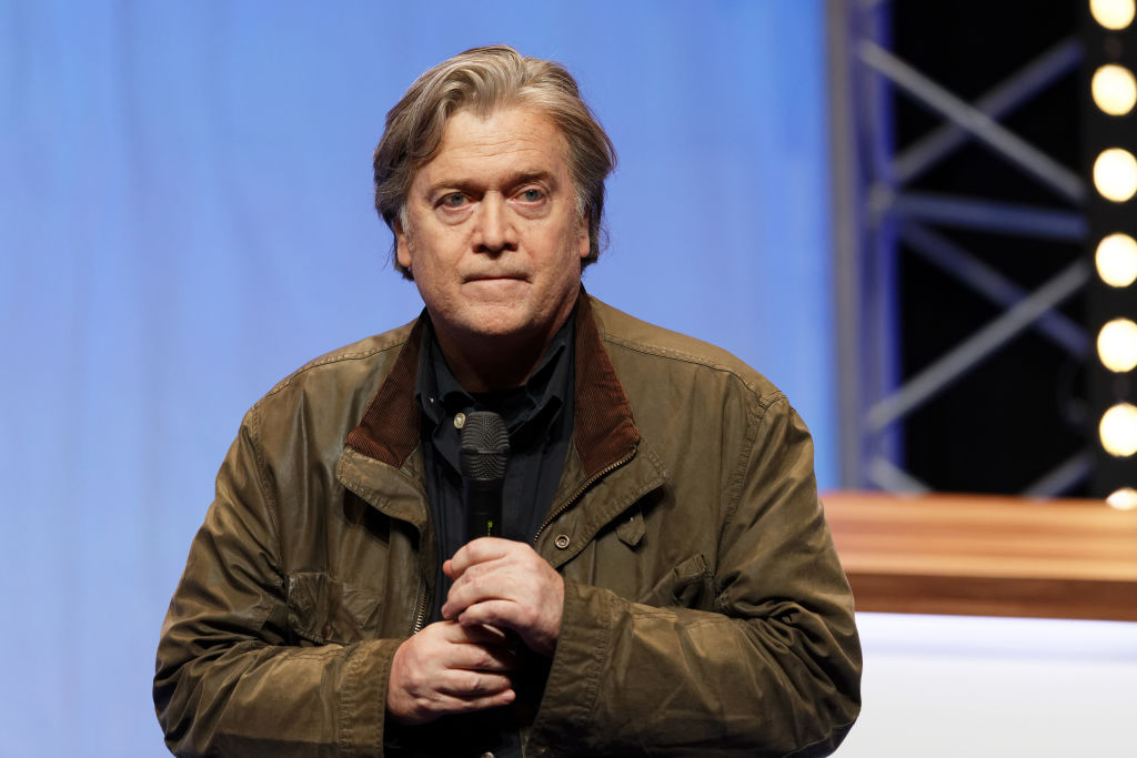 Former Trump campaign and White House strategist Steve Bannon at a March event in France. CREDIT: Sylvain Lefevre/Getty Images