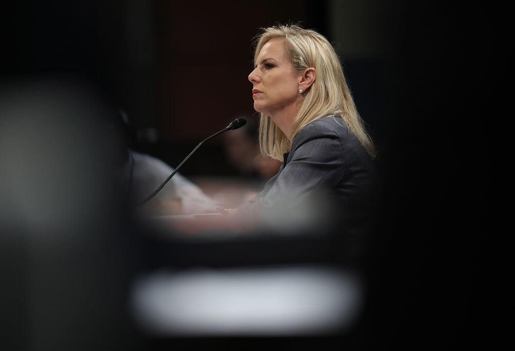 Homeland Security Secretary Kirstjen Nielsen lied in a multi-tweet thread Sunday night, claiming the Trump administration had no child separation policy in place, contradicting her own past comments. (CREDIT: McNamee/Getty Images)