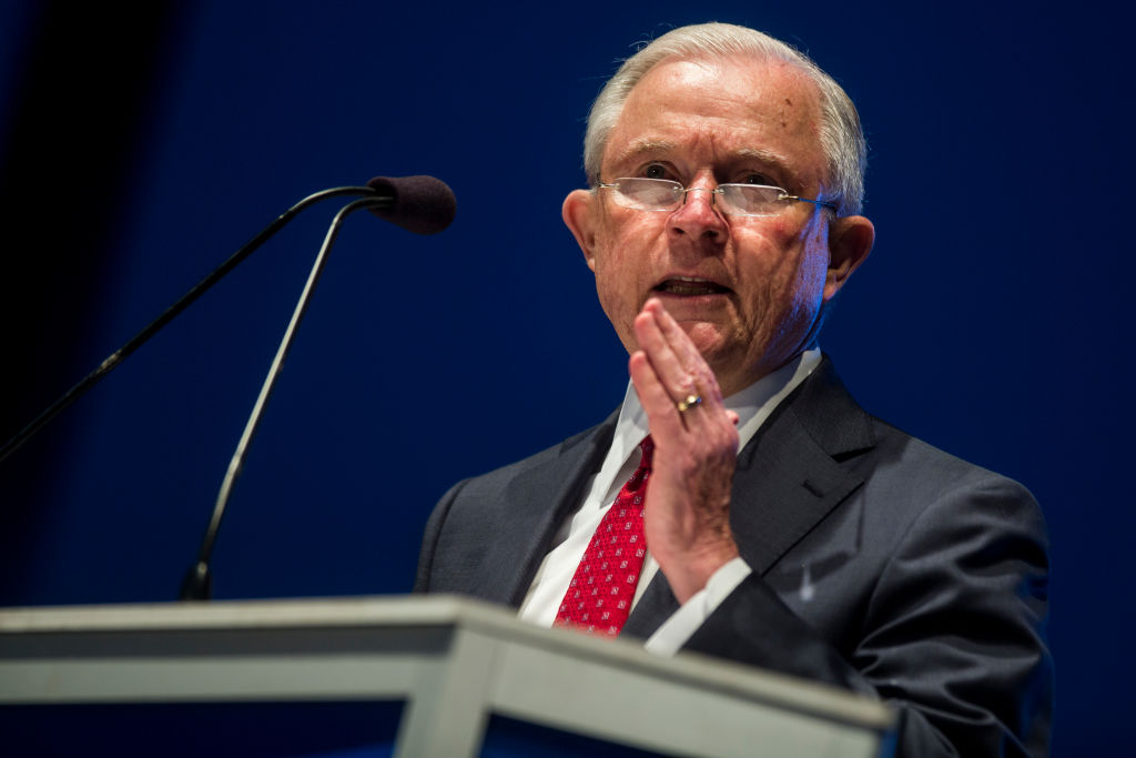Attorney General Jeff Sessions speaks in May