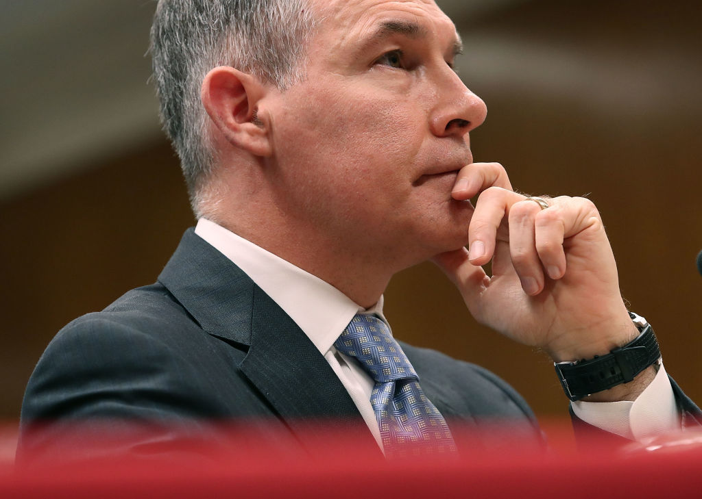 EPA Administrator Scott Pruitt, listens to a question during a Senate Appropriations Subcommittee hearing on Capitol Hill, May 16, 2018 in Washington, DC. CREDIT: Mark Wilson/Getty Images