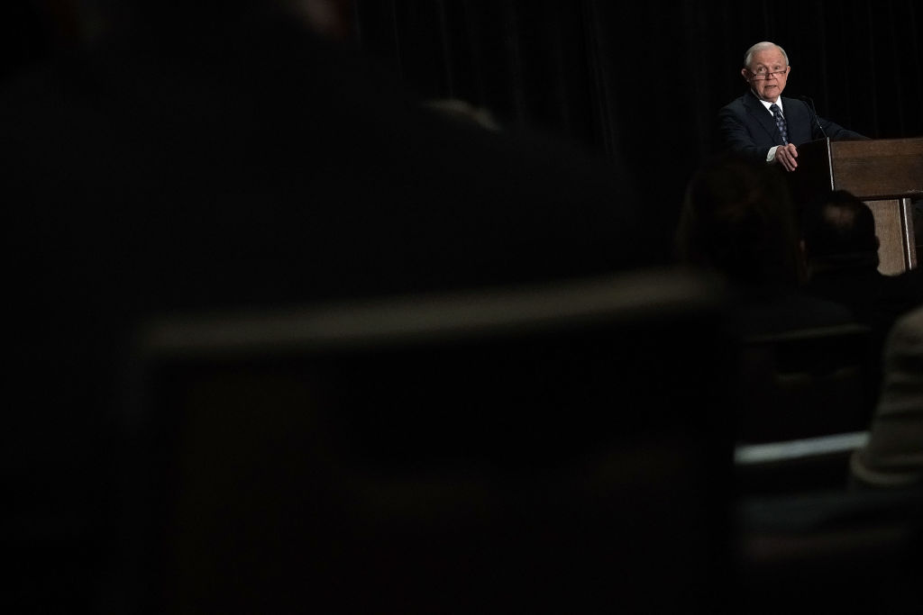 Attorney General Jeff Sessions informed the nation's immigation judges he is changing how they process asylum cases in a speech Monday. CREDIT: Alex Wong/Getty Images