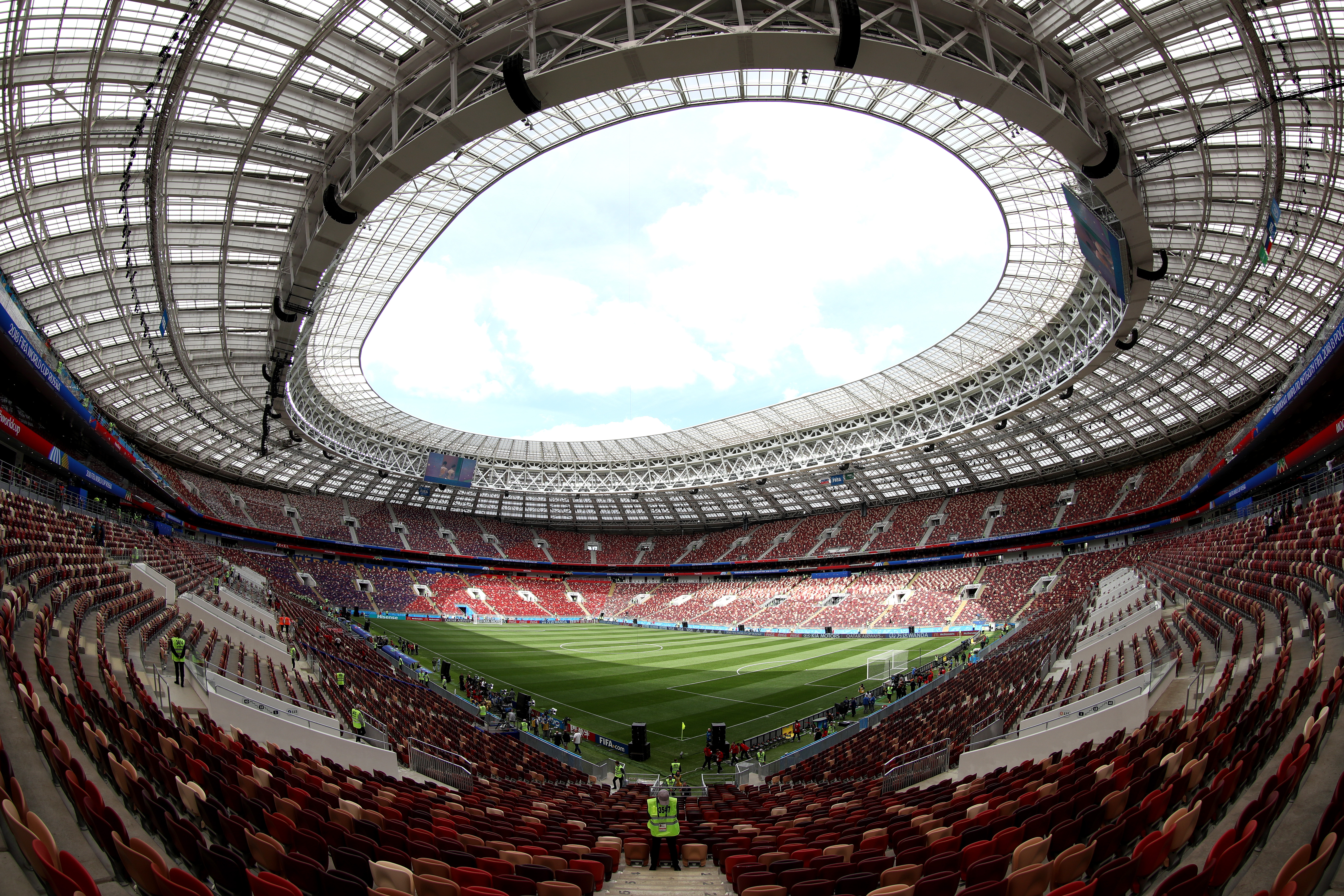 MOSCOW, RUSSIA - JUNE 14: General view inside the stadium prior to the 2018 FIFA World Cup Russia Group A match between Russia and Saudi Arabia at Luzhniki Stadium on June 14, 2018 in Moscow, Russia. (Photo by Lars Baron - FIFA/FIFA via Getty Images)
