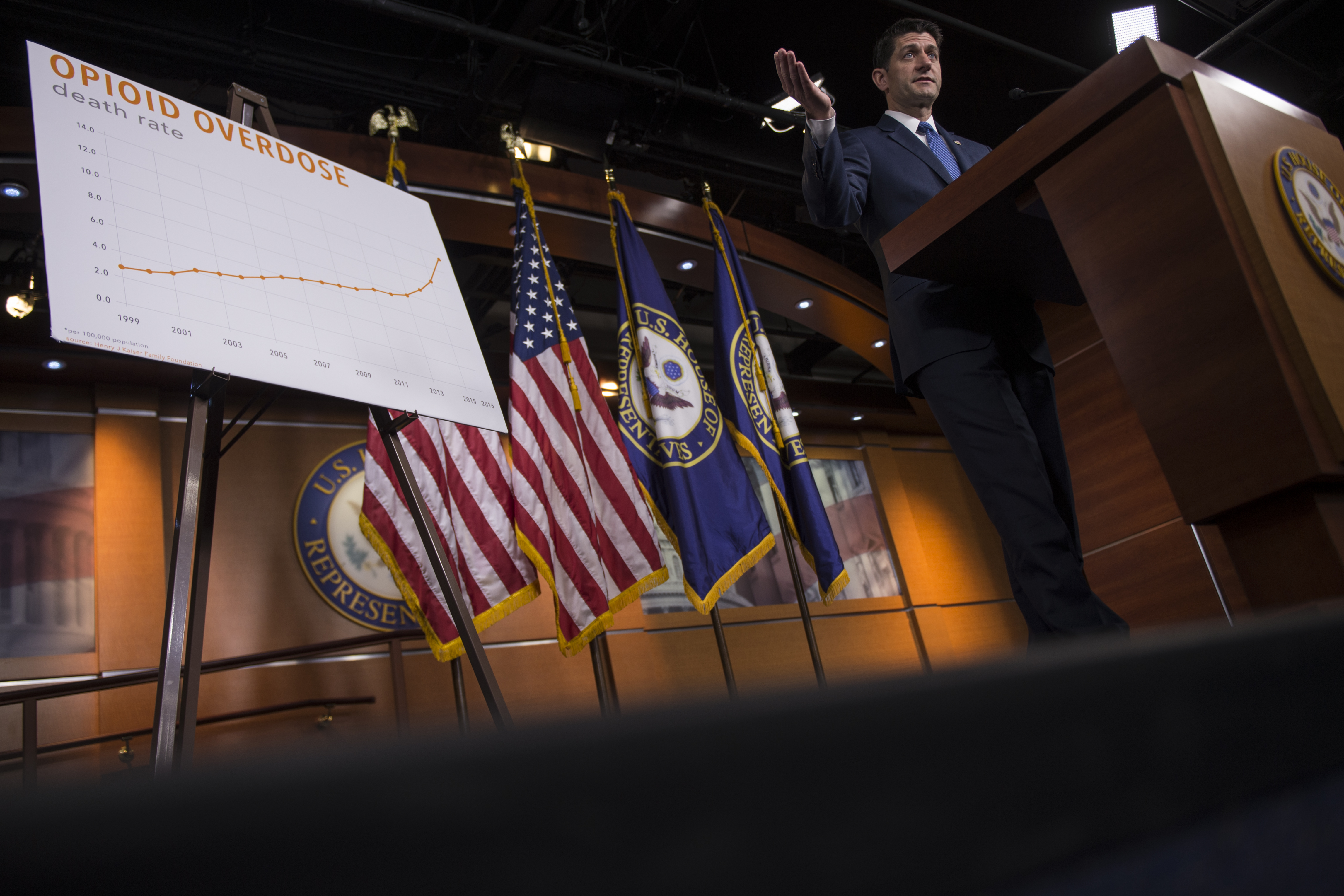 Speaker of the House Paul Ryan (R-WI) speaks to reporters during a press conference held to address the rising rate of opioid related deaths in the Capitol Visitor Center HVC Studio A Thursday June 14, 2018. (CREDIT: Sarah Silbiger/CQ Roll Call)