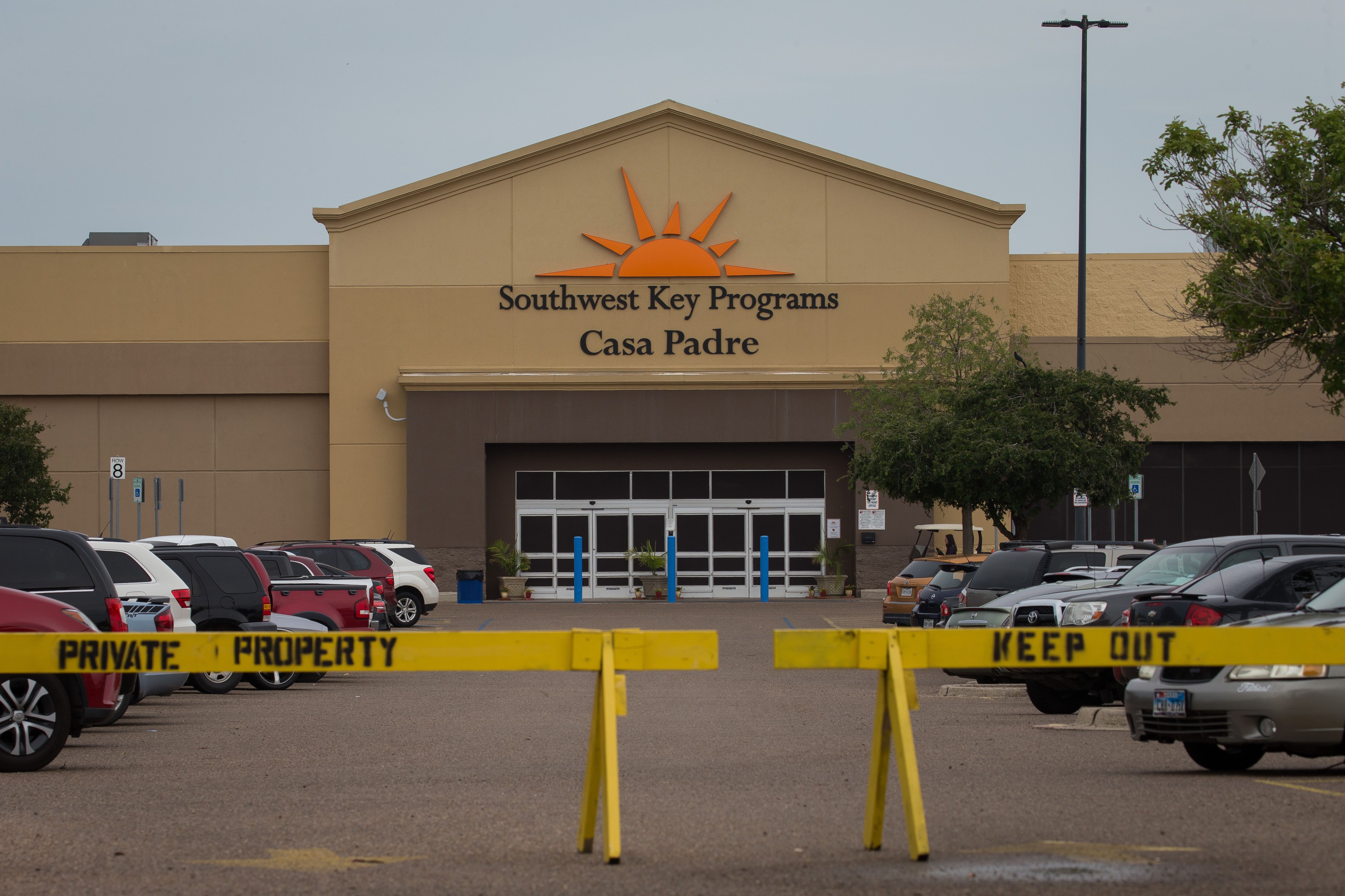 A former Walmart Supercenter now being used as a migrant children's shelter is pictured on June 18, 2018 in Brownsville, Texas. (Credit: LOREN ELLIOTT/AFP/Getty Images)