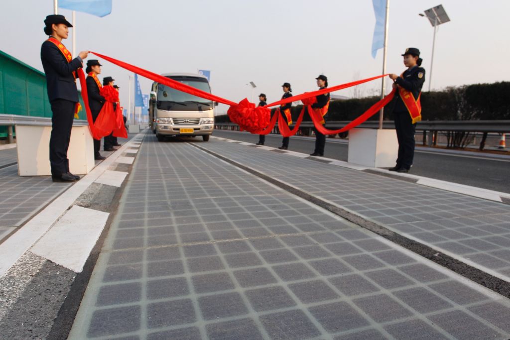 World's first solar road opens on December 28, 2017 in Jinan, China. CREDIT: VCG/VCG via Getty Images.