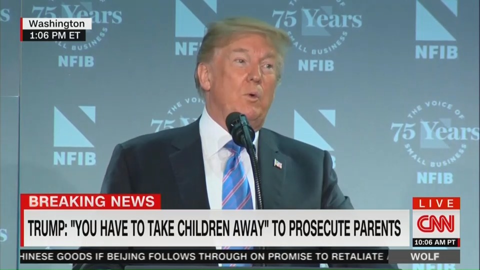 Trump said this week that administration officials 'have to take children' away from their immigrant parents to prosecute the adults, contradicting his own DHS secretary, who said the administration had no such policy. (CREDIT: CNN, SCREENSHOT)
