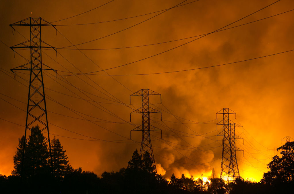 A firestorm that began in Napa Valley roars through the area on October 9, 2017, in Santa Rosa, California. CREDIT: George Rose/Getty Images