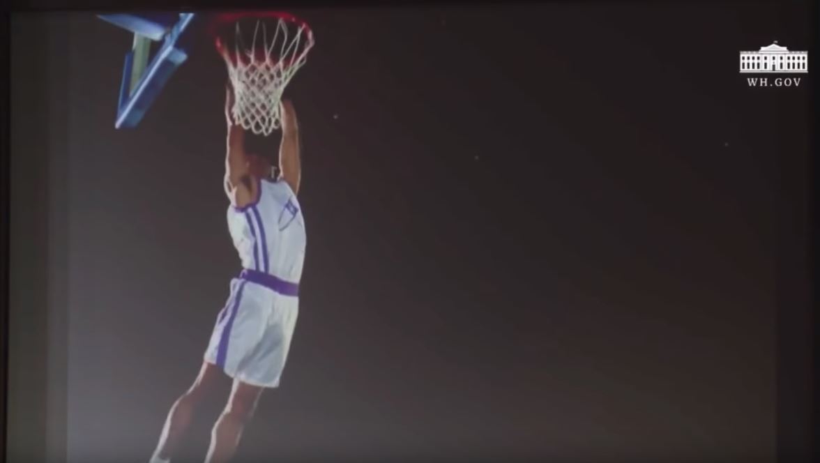 Basketball for some reason. CREDIT: Screenshot of White House stream