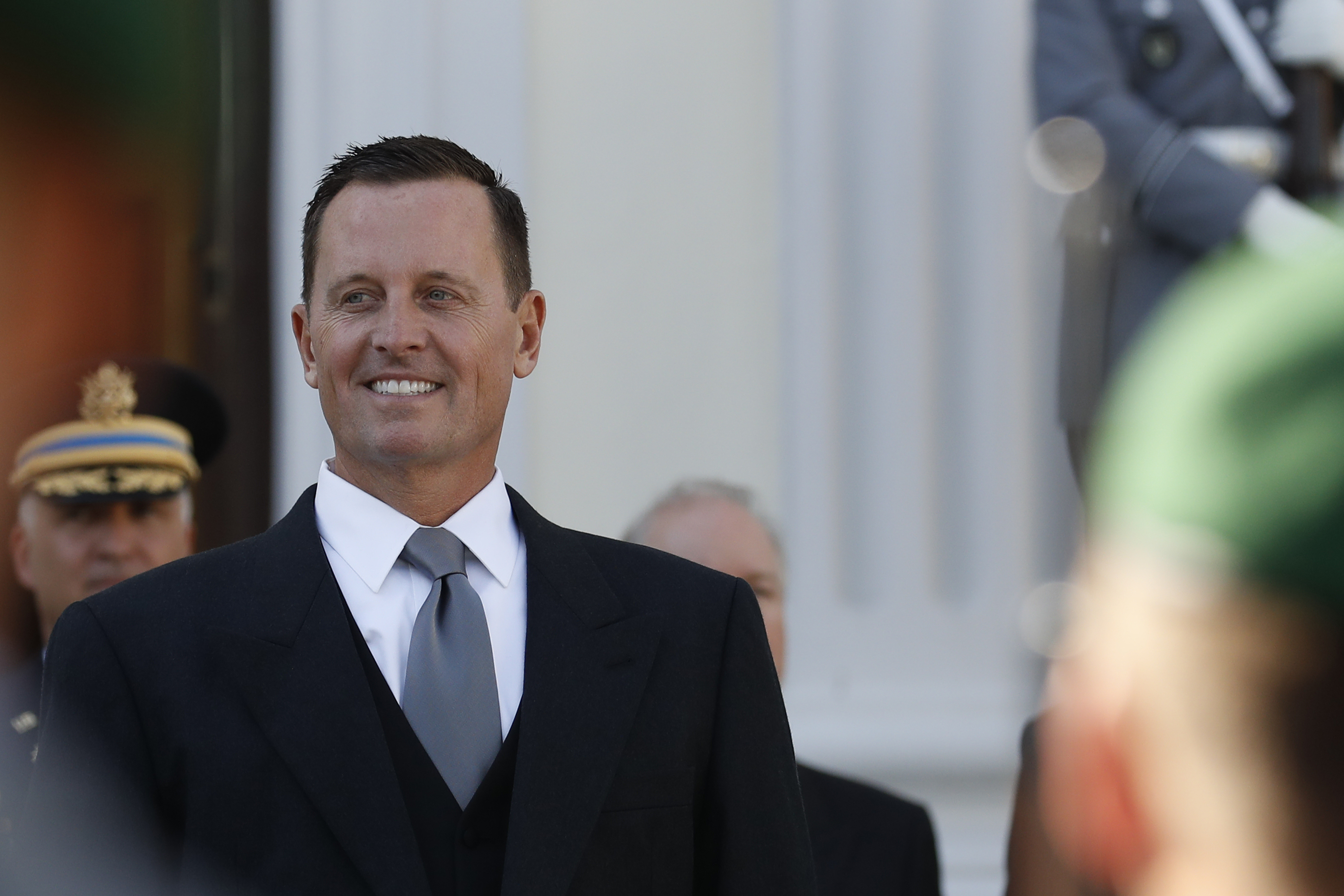 US Ambassador Richard Grenell stands in front of a military honor guard during an accreditation ceremony in Berlin, Germany, on May 08, 2018. (CREDIT: ODD ANDERSEN/AFP/Getty Images)