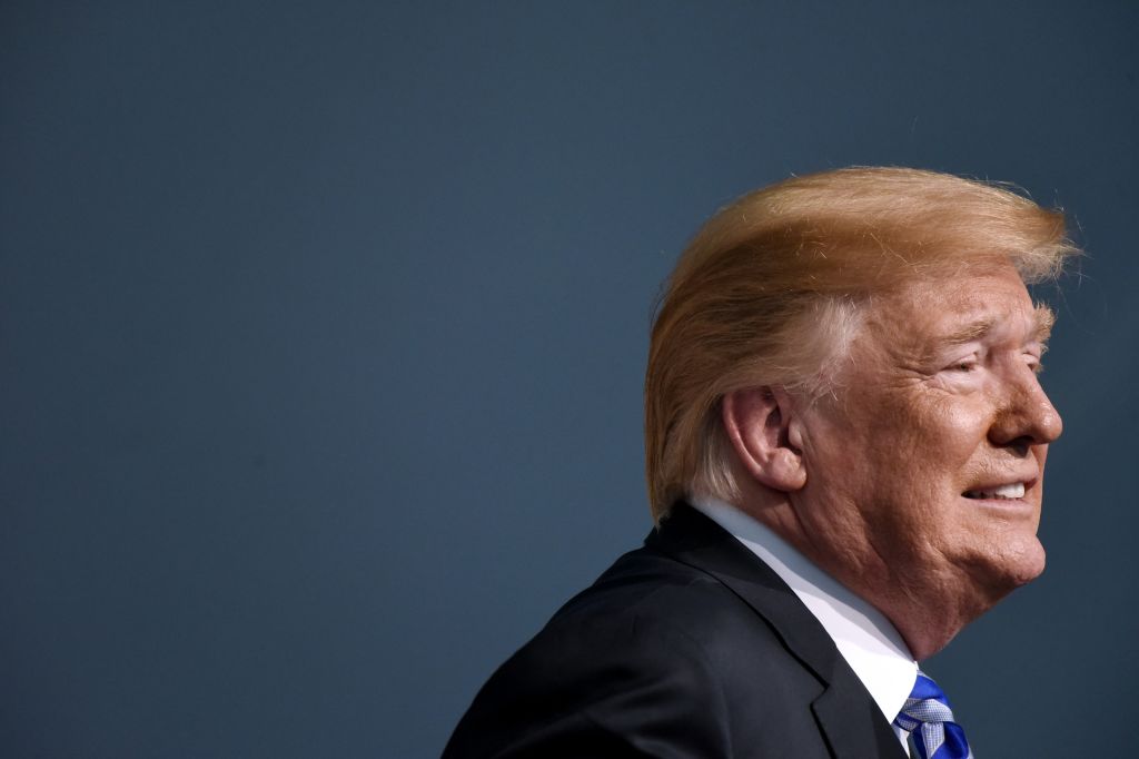 WASHINGTON, DC - JUNE 01: U.S. President Donald Trump participates in the U.S. Coast Guard Change-of-Command Ceremony on June 1, 2018 at the U.S. Coast Guard Headquarters in Washington DC. (Photo by Olivier Douliery-Pool/Getty Images)