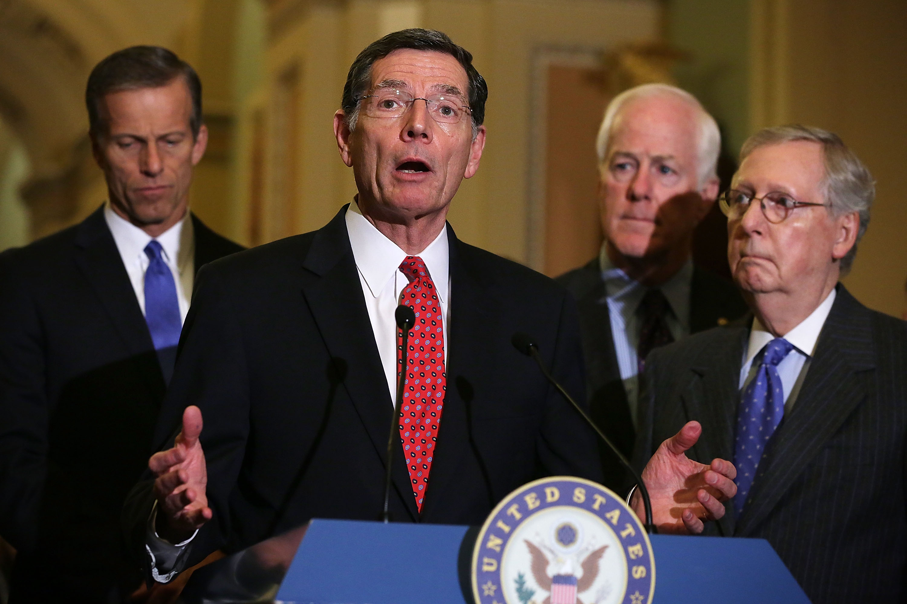 U.S. Sen. John Barrasso (R-WY), second from left, is leading efforts in the Senate to weaken the Endangered Species Act. CREDIT: Alex Wong/Getty Images