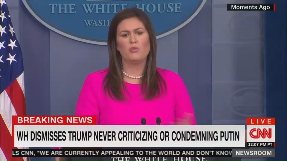 Sarah Huckabee Sanders at Monday's press briefing.