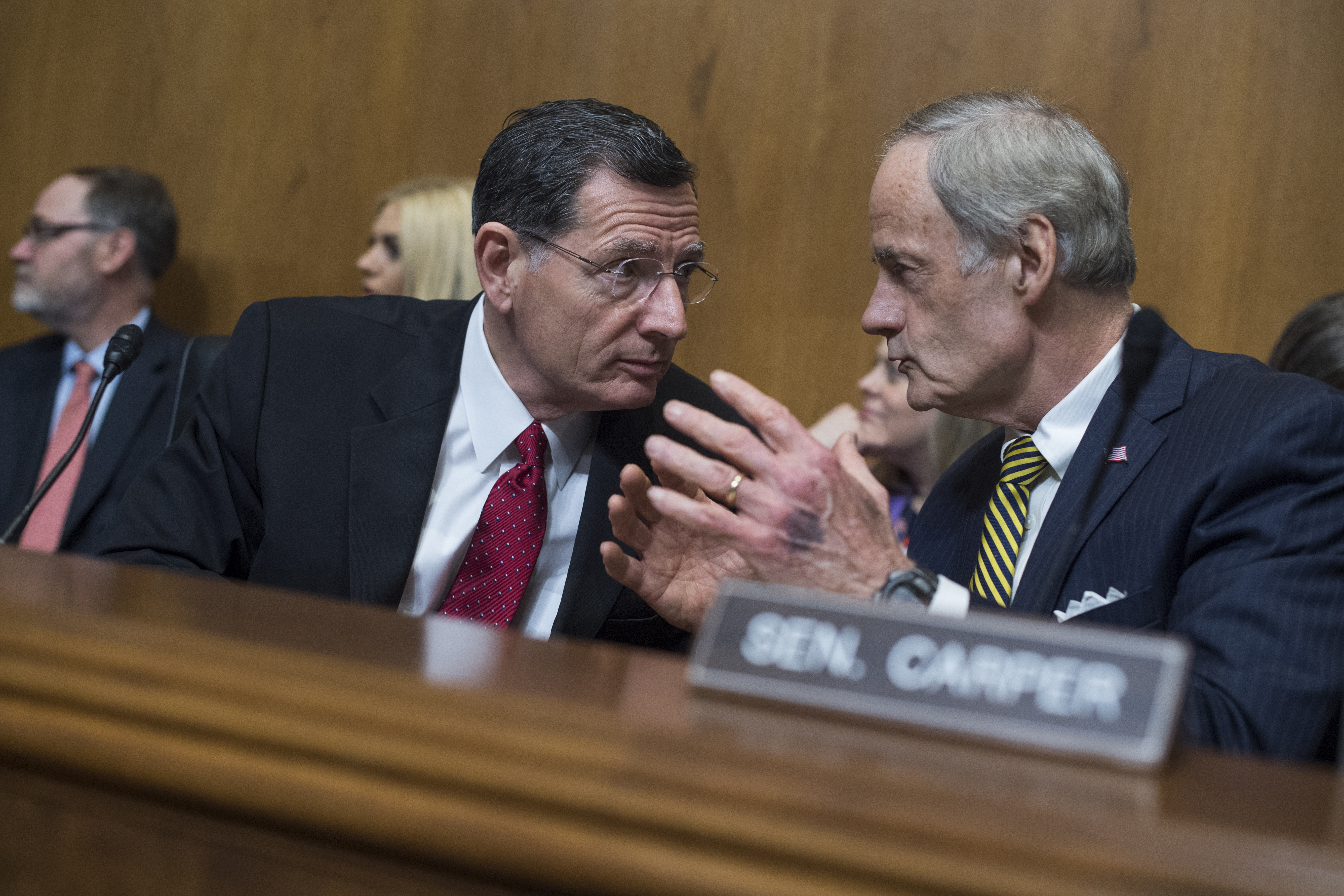 Sens. John Barrasso (R-WY) and Tom Carper (D-DE) made MARY NEUMAYR, PRESIDENT TRUMP'S NOMINEE TO HEAD THE WHITE HOUSE CEQ, FEEL AT HOME during HER SENATE CONFIRMATIOn HEARING ON JULY 19, 2018. CREDIT: Tom Williams/CQ Roll Call