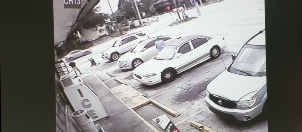 Surveillance footage of the shooting. (Screengrab via the Pinellas County Sheriff's Office)