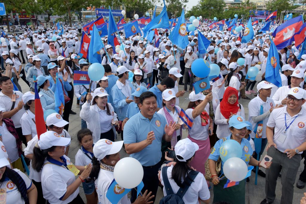 A rally of the Cambodian People's Party (CPP) in Phnom Penh on July 27, 2018. (Credit: TANG CHHIN SOTHY/AFP/Getty Images)
